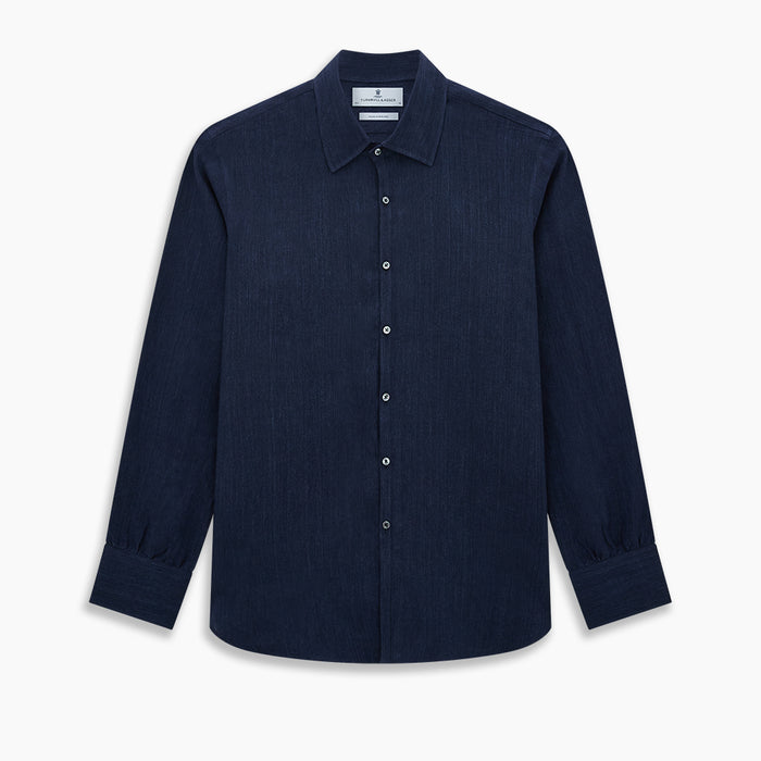 Navy Linen Westminster Shirt Image 8