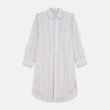 View 1 of product The Turnbull & Asser Colourful Garden Multi Stripe Cotton Sussex Nightshirt is UK-made, featuring vibrant stripes on white for timeless style and luxurious sleepwear comfort.