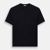View 1 of product The Turnbull & Asser Navy Short-sleeve Fitted T-Shirt, featuring a simple crew neckline and no visible logos or designs, is shown from the front on a white background—ideal for smart casual looks.