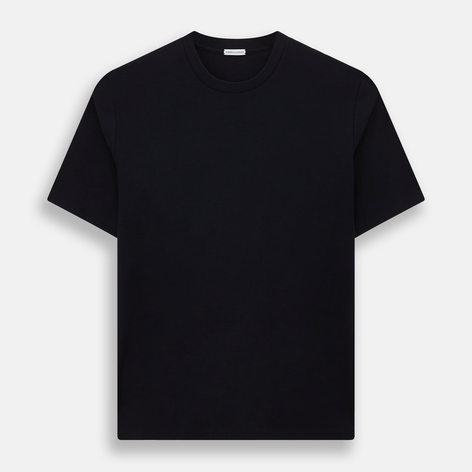 View 1 of product The Turnbull & Asser Navy Short-sleeve Fitted T-Shirt, featuring a simple crew neckline and no visible logos or designs, is shown from the front on a white background—ideal for smart casual looks.