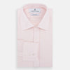 View 5 of product The Pale Pink Cotton Cashmere Mayfair Shirt by Turnbull & Asser features a classic collar, button-down front, and buttoned cuffs, crafted from a luxurious cotton-cashmere blend and displayed flat on a white background.