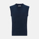 The Turnbull & Asser Navy Melange V-neck Cashmere Vest is a sleeveless jumper with a classic, pattern-free design, showcased against a plain white background for an elegant and timeless look.