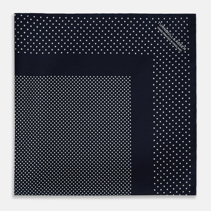 Navy and White Dot Silk Pocket Square Image 2