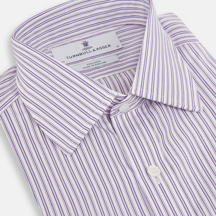 Purple Ticking Stripe Mayfair Shirt Image 1