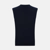 View 3 of product The Turnbull & Asser Navy Cashmere V-neck Vest is displayed against a plain white background.