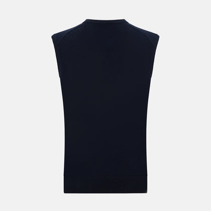 Navy Cashmere V-neck Vest Image 2