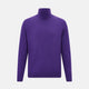 The Turnbull & Asser Purple Fine Merino High Neck Jumper is shown on a white background, featuring a plain, long-sleeved design that highlights the classic elegance of Italian knitwear.