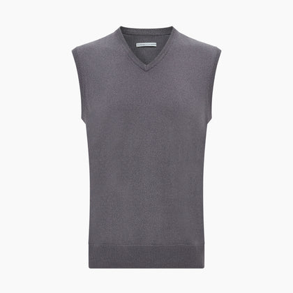 Slate Grey V-neck Cashmere Vest Image 3