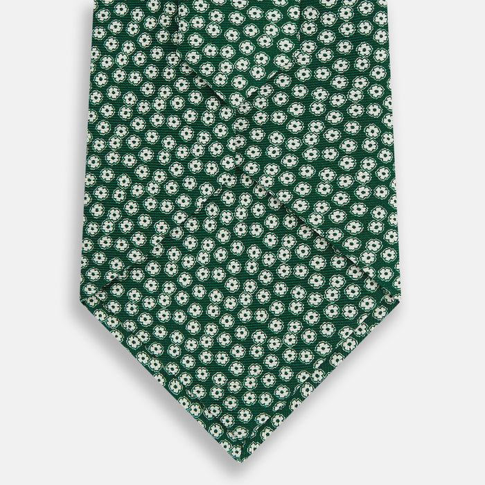 Forest Green Flower-Patterned Printed Silk Tie Image 2