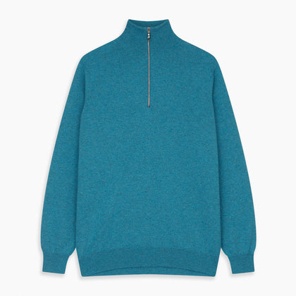 Teal Lennox Half-Zip Jumper Image 3