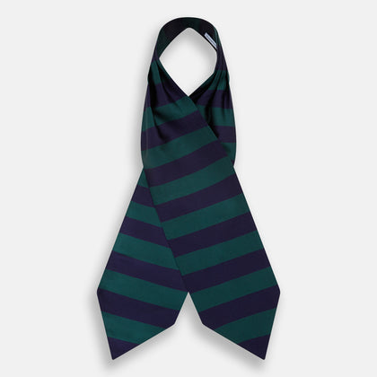 Wide Green Stripe and Navy Silk Cravat Image 1