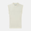 View 1 of product The Turnbull & Asser Cream Fine Merino V-Neck Vest is a sleeveless knit with ribbed edges, ideal for a refined modern look. Shown on a plain white background.