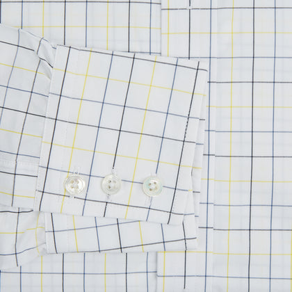 Yellow and Blue Grid Check Mayfair Shirt Image 3