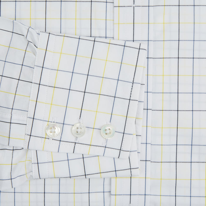 Yellow and Blue Grid Check Mayfair Shirt Image 3