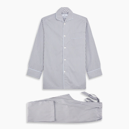 Pale Blue Multi Stripe Cotton Quin Pyjamas Image 6