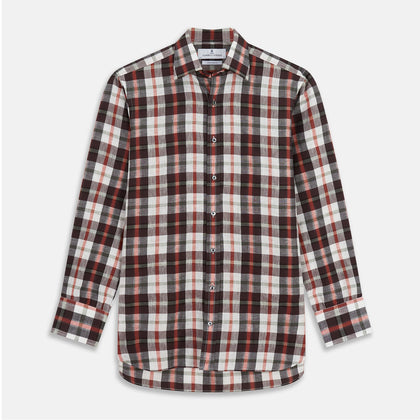 Black and Red Check Linen Blend Fabric Image 1