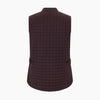 View 3 of product The Turnbull & Asser Burgundy Double-Breasted Quilted Gilet is a sleeveless vest with black buttons, an angled front, subtle check pattern, side and chest pockets—an ideal menswear piece for versatile layering.
