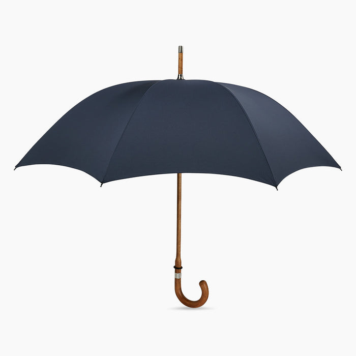 Navy Umbrella with Maple Crook Handle Image 3