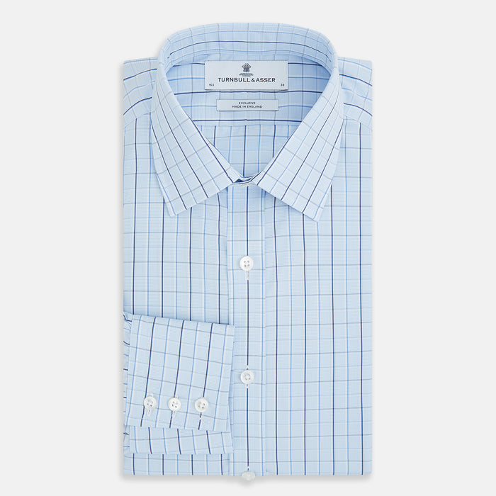 Navy and Blue Combination Check Mayfair Shirt Image 4