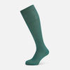 View 1 of product The Sage Long Sock by Turnbull & Asser is a knee-high, ribbed green sock made from premium Egyptian cotton, displayed against a plain white background.