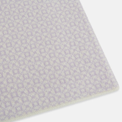 Ivory and Lilac Lozenge-Patterned Cashmere Knitted Scarf Image 1