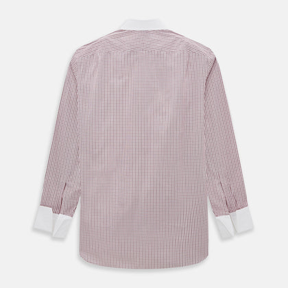 Red Micro Check Shirt with Contrast T&A Collar and Cuffs Image 2