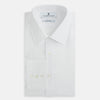 View 5 of product The White Mayfair Shirt by Turnbull & Asser features a classic collar, white buttons, and an inner branded label, all neatly crafted from premium sanforised cotton for lasting quality.