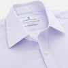 View 2 of product The Turnbull & Asser Soft Lilac Stripe Cotton Regular Fit Mayfair Shirt features a classic collar, cuffed long sleeves, and subtle vertical stripes, shown on a plain white background.