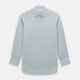 Turnbull & Asser Pale Blue Fine Check Mayfair Shirt—a long-sleeve button-up with classic collar, buttoned cuffs, white buttons, and a subtle check pattern in sanforised cotton—displayed on a white background.