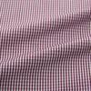 View 6 of product The Turnbull & Asser Burgundy Micro Check Mayfair Shirt features long sleeves, a pointed collar, and white buttons—perfect for formal wear. Shown laid flat on a white background.