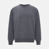 View 1 of product The Turnbull & Asser Melange Grey Crew Neck Cashmere Jumper, a smart-casual long-sleeve sweater, is shown on a white background.