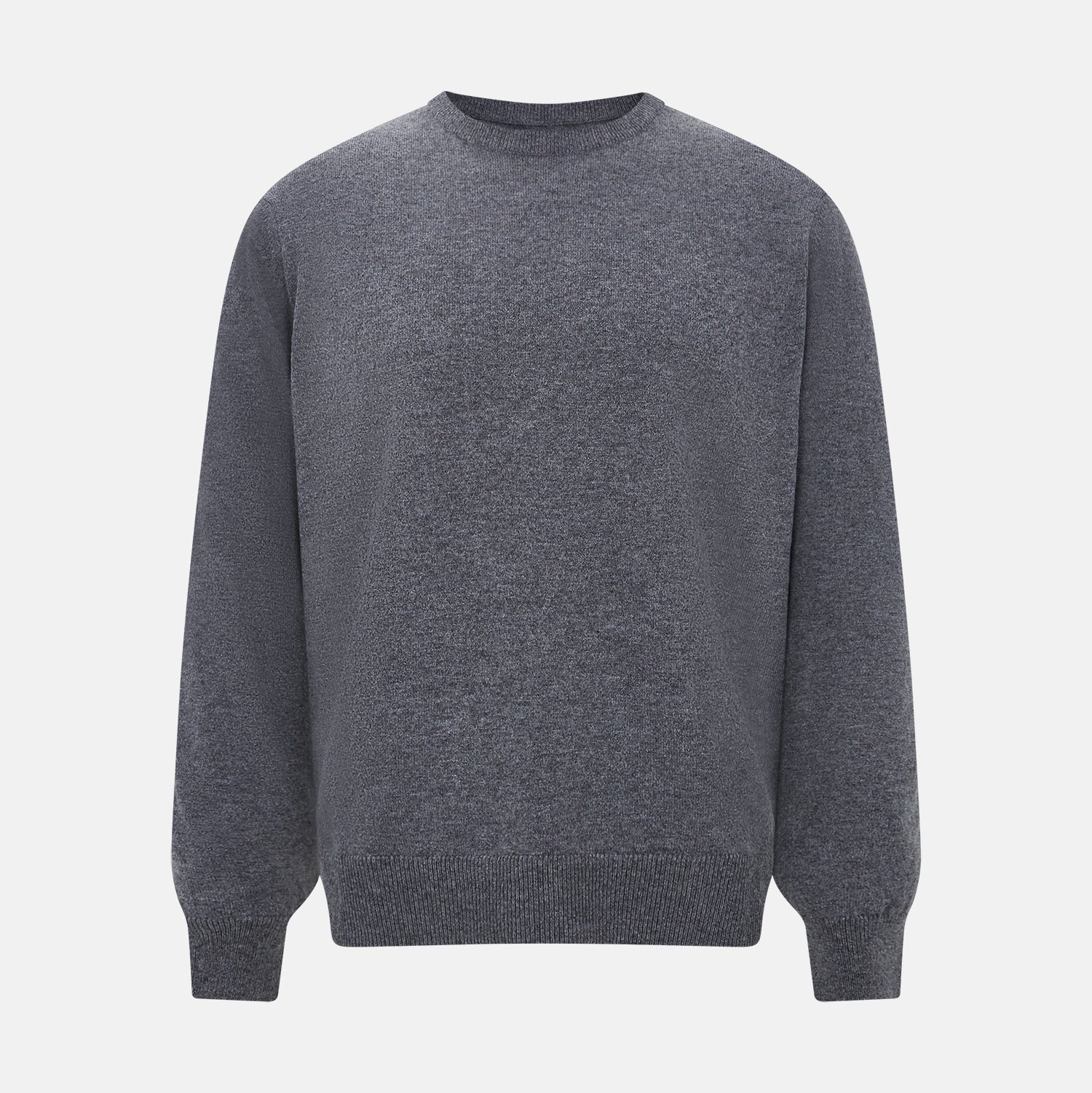 View 1 of product The Turnbull & Asser Melange Grey Crew Neck Cashmere Jumper, a smart-casual long-sleeve sweater, is shown on a white background.