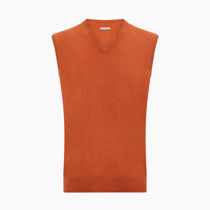 Orange Cashmere V-Neck Vest Image 3