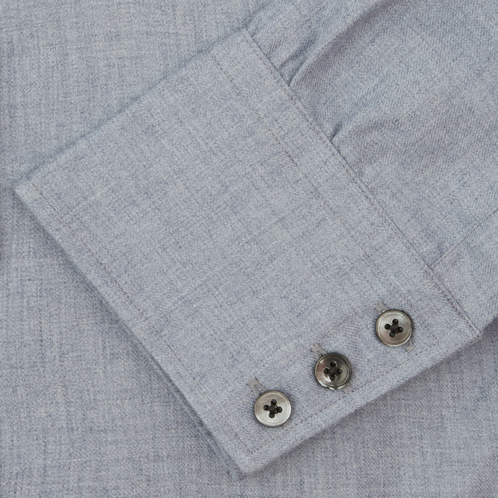 Grey Cashmere Blend Classic Shirt with T & A Collar