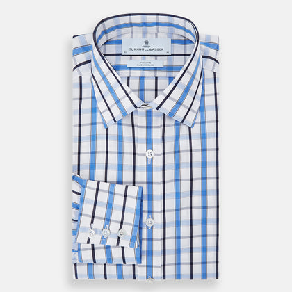 Blue and Navy Combination Check Mayfair Shirt Image 4