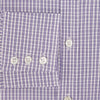 View 4 of product The Turnbull & Asser Purple Double Graph Check Mayfair Shirt is a long-sleeved, button-up dress shirt with a T&A collar and small blue and white check pattern, shown against a white background.