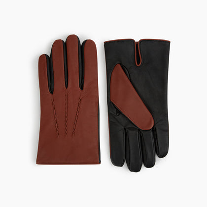 Brown/Ebony Cashmere-Lined Hairsheep Leather Touchscreen Gloves Image 2