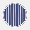 View 1 of product A close-up of Turnbull & Asser's Navy and White Deep Stripe Cotton Fabric shows vertical blue and white stripes bordered by gray, set against a light gray background.