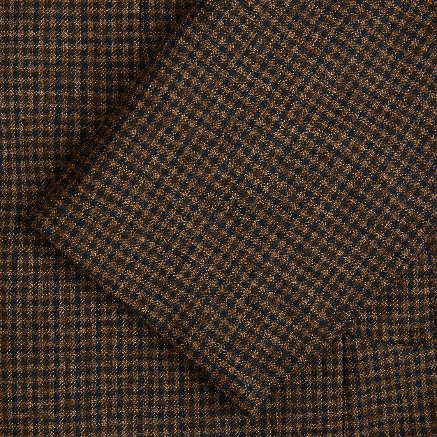 View 4 of product The Turnbull & Asser Brown Gingham Check Sports Jacket features a single button closure, notched lapels, and two front flap pockets, shown against a plain white background.