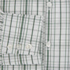 View 4 of product The Turnbull & Asser Sage Green Plaid Check Westminster Shirt features a collared, long-sleeve button-up design with a white base and sage green plaid pattern, showcasing classic British craftsmanship against a clean white background.