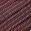 View 2 of product The Turnbull & Asser Claret and Green Multi Stripe Silk and Linen Cummerbund, featuring red, burgundy, green, and gold stripes reminiscent of sartorial elegance, is displayed on a plain white background.
