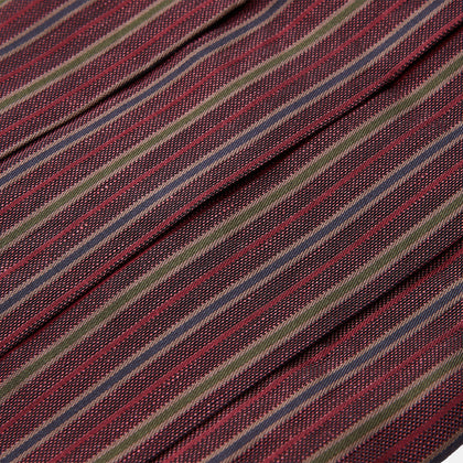 Claret and Green Multi Stripe Silk and Linen Cummerbund Image 1