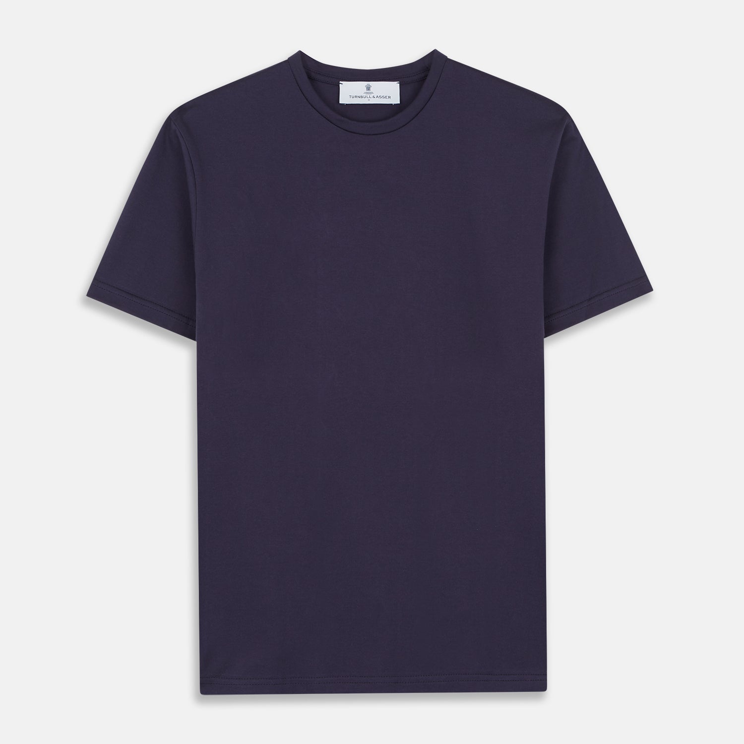 View 1 of product The Turnbull & Asser Navy Davey Cotton T-Shirt is a short-sleeve crew neck in solid dark blue, crafted from fine-gauge jersey and shown flat against a white background.
