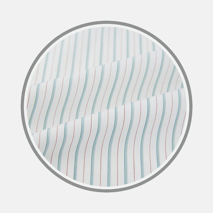 Turqoise And Red Ticking Stripe Fabric