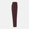 View 4 of product The Turnbull & Asser Burgundy Corduroy Charles Trousers are straight-leg stretch cotton pants in dark burgundy, featuring side and back pockets, shown against a plain white background.
