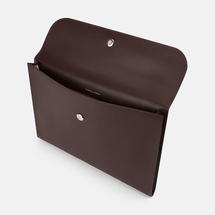 Burgundy Leather Snap-Fasten Pouch Image 1