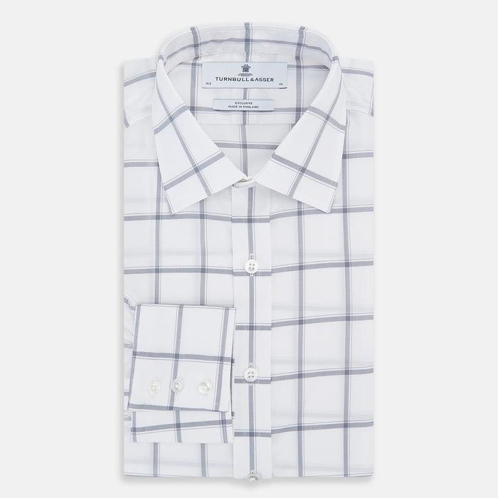 Grey Grid Check Mayfair Shirt Image 4