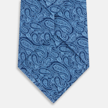 Azzurro Paisley Silk Tie Image 2