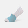 View 1 of product A single Turnbull & Asser White No-Show Sock, low-cut with a light blue front and white heel, displayed against a plain white background.