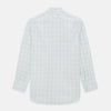 View 3 of product The Turnbull & Asser Yellow and Blue Grid Check Mayfair Shirt features a long-sleeve button-up design with a yellow and blue grid pattern, shown against a plain white background.